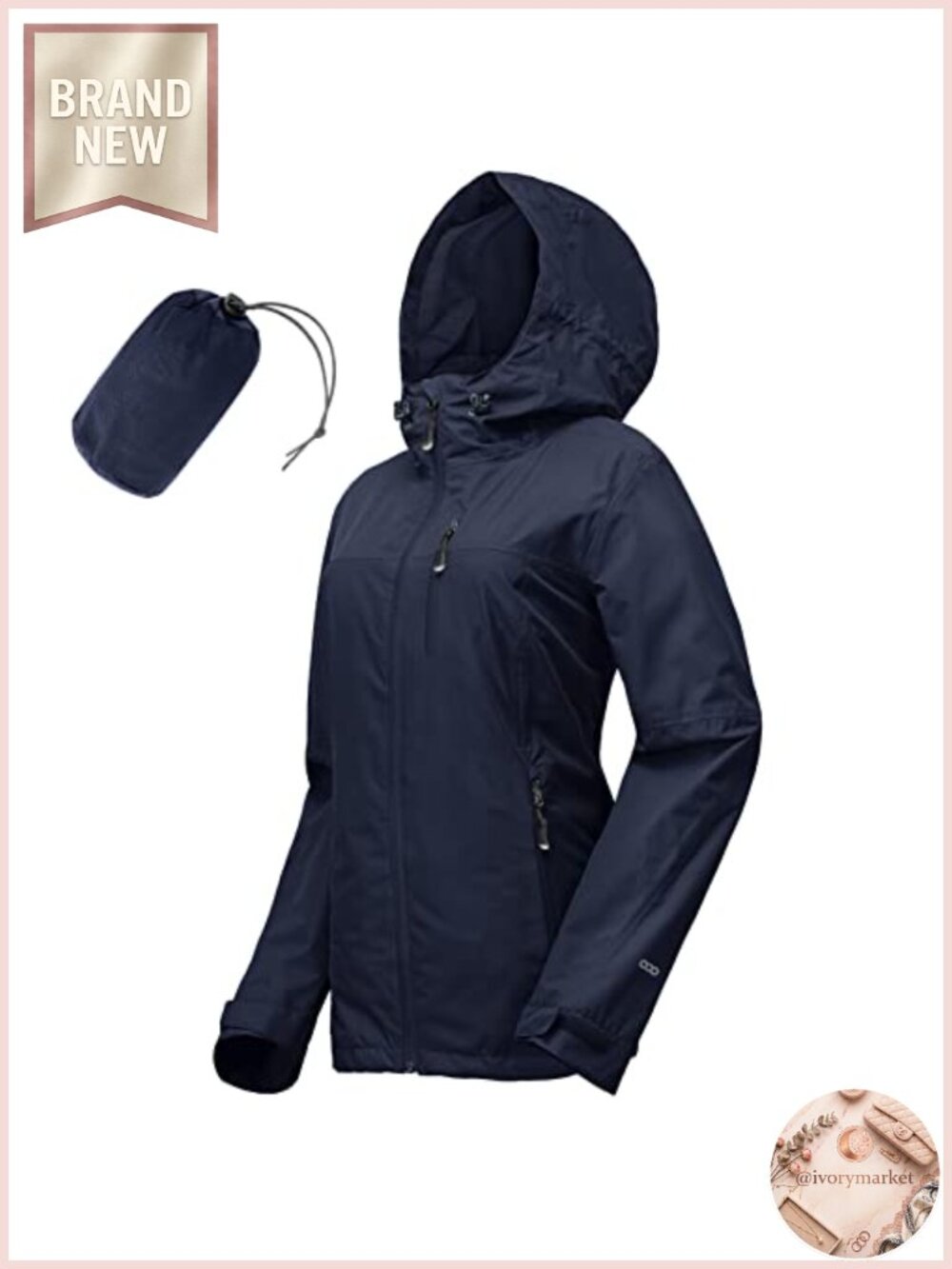 Waterproof Rain Jacket for Women with Hood - Packable Running Jacket